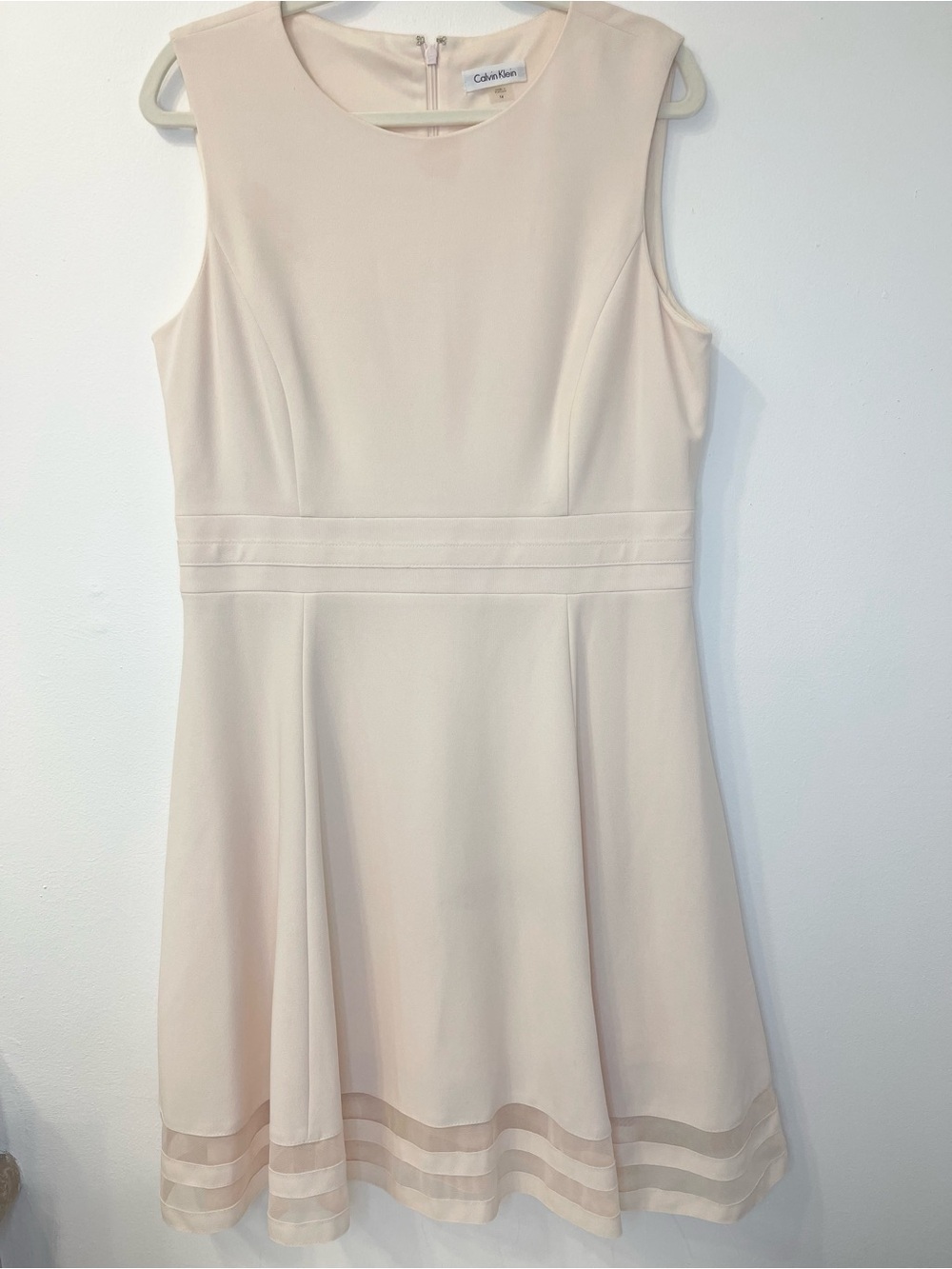 Calvin Klein Sleeveless Blush Midi Fit-and-Flare Dress Size 14 PTP 20”-22” - Picture 6 of 12